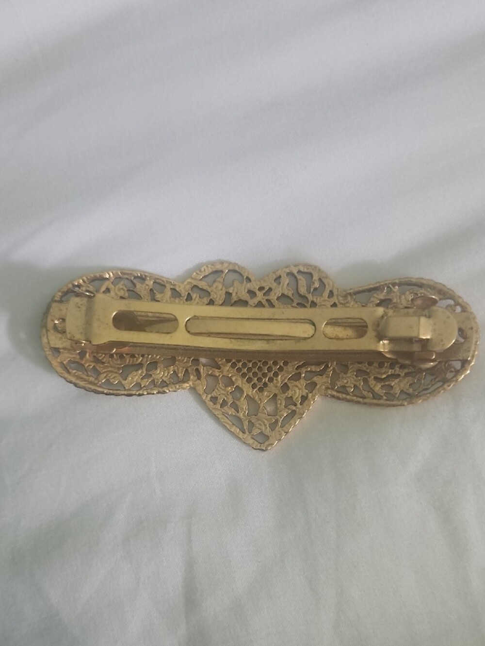 Gold Filigree Heart Hair Barrette - Picture 2 of 3